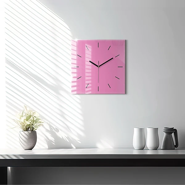 Wanduhr quadratisch mit motiv Farbe rosa