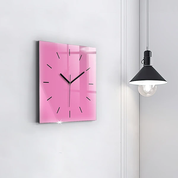 Wanduhr quadratisch mit motiv Farbe rosa
