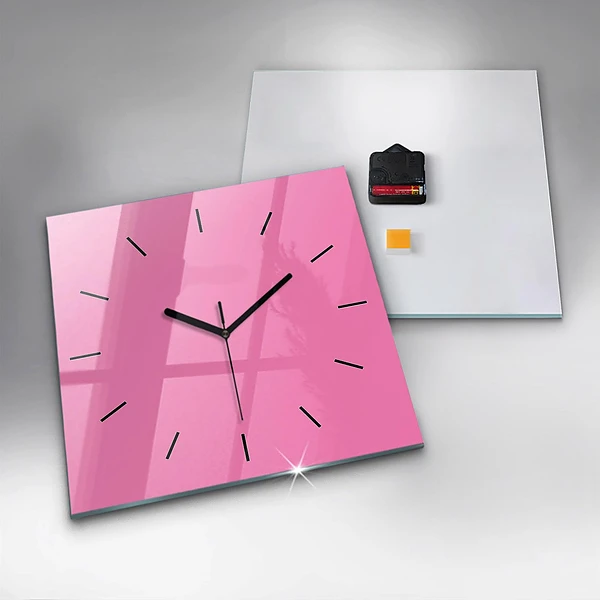 Wanduhr quadratisch mit motiv Farbe rosa