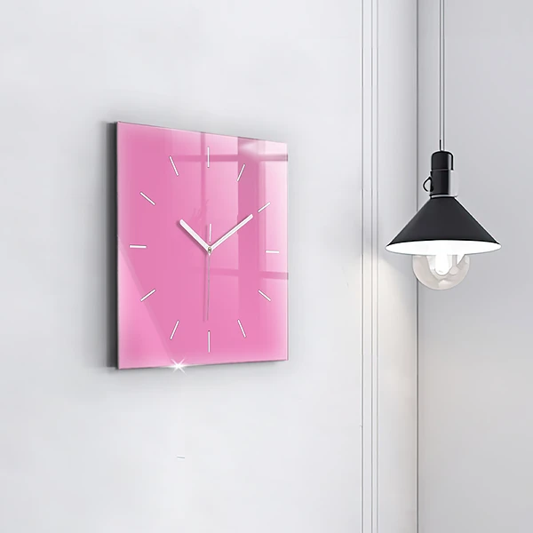 Wanduhr quadratisch mit motiv Farbe rosa