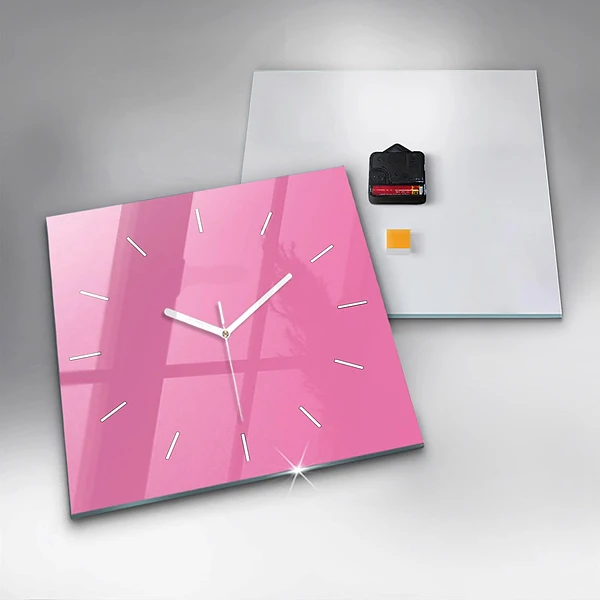 Wanduhr quadratisch mit motiv Farbe rosa