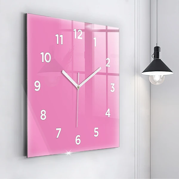 Wanduhr quadratisch mit motiv Farbe rosa