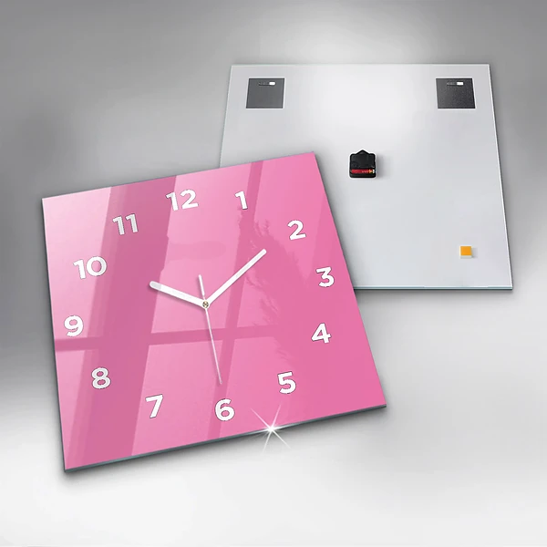 Wanduhr quadratisch mit motiv Farbe rosa