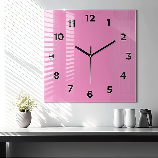 Wanduhr quadratisch mit motiv Farbe rosa