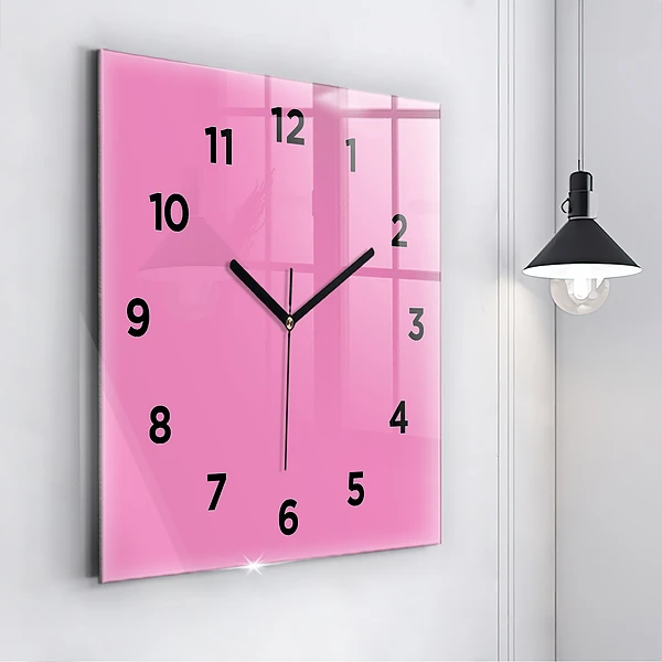 Wanduhr quadratisch mit motiv Farbe rosa