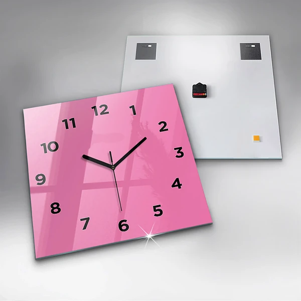 Wanduhr quadratisch mit motiv Farbe rosa