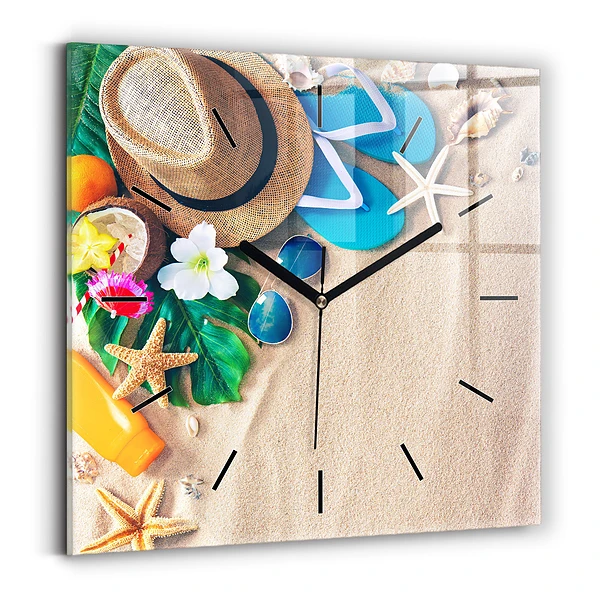Wanduhr quadratisch mit motiv Ferien-Accessoires
