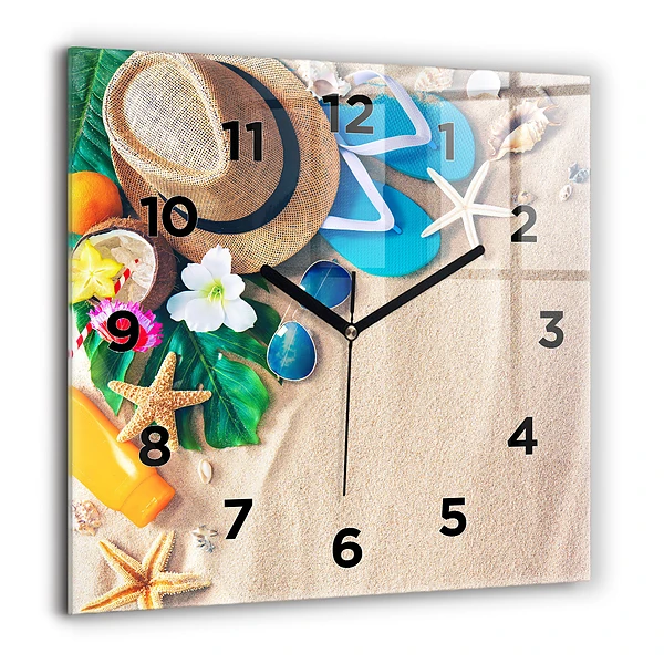 Wanduhr quadratisch mit motiv Ferien-Accessoires