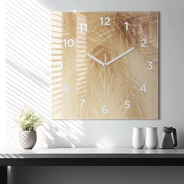 Wanduhr quadratisch mit motiv Abstraktion von Gold