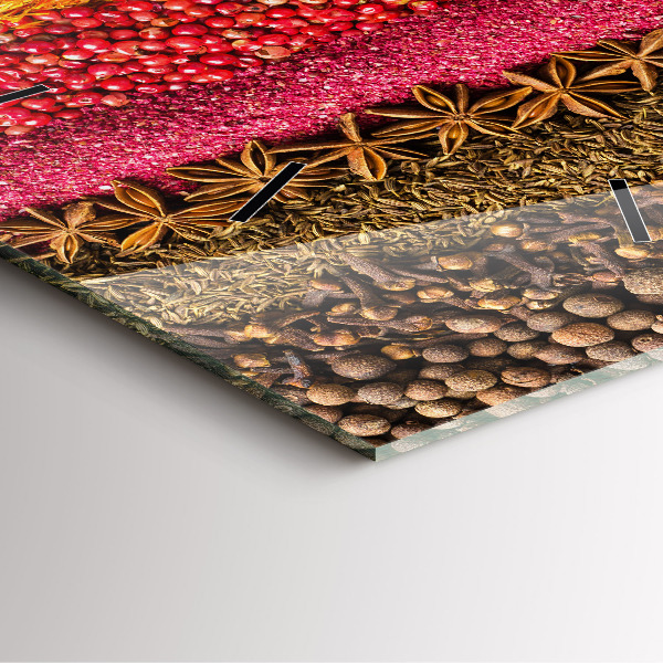 Wanduhr quadratisch Reihen von Gewürzen