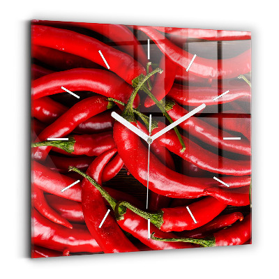Wanduhr quadratisch mit motiv Scharfe Paprika