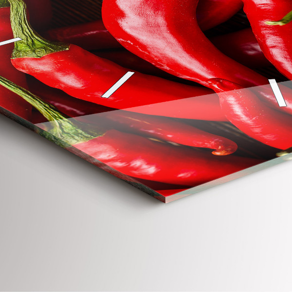 Wanduhr quadratisch mit motiv Scharfe Paprika