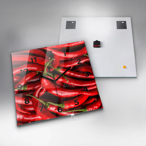 Wanduhr quadratisch mit motiv Scharfe Paprika
