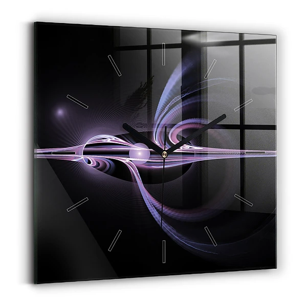 Wanduhr quadratisch Violette Abstraktion