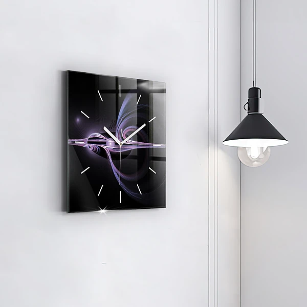 Wanduhr quadratisch Violette Abstraktion