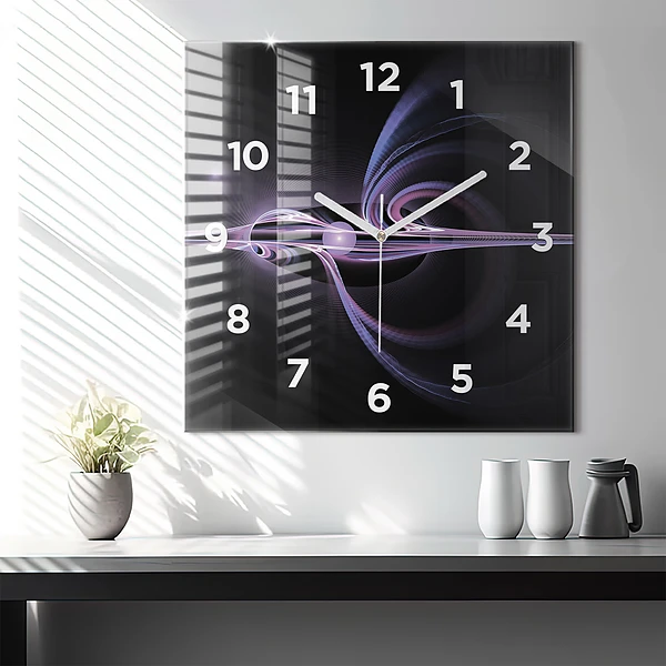 Wanduhr quadratisch Violette Abstraktion