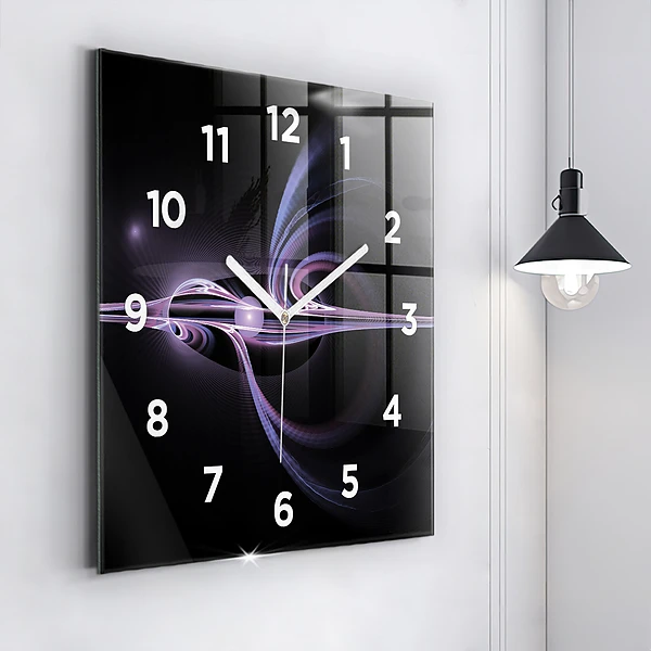 Wanduhr quadratisch Violette Abstraktion