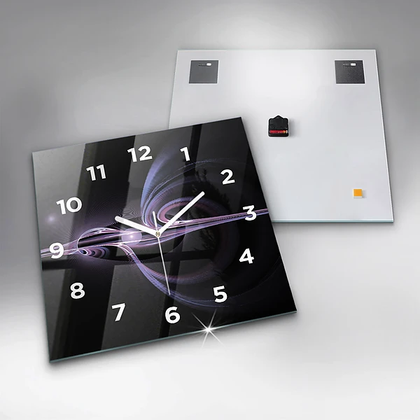 Wanduhr quadratisch Violette Abstraktion