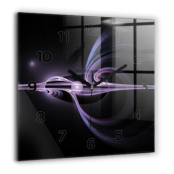 Wanduhr quadratisch Violette Abstraktion
