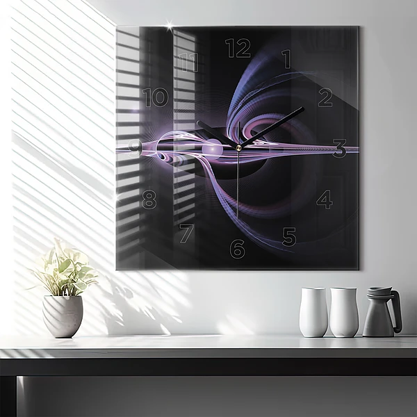Wanduhr quadratisch Violette Abstraktion