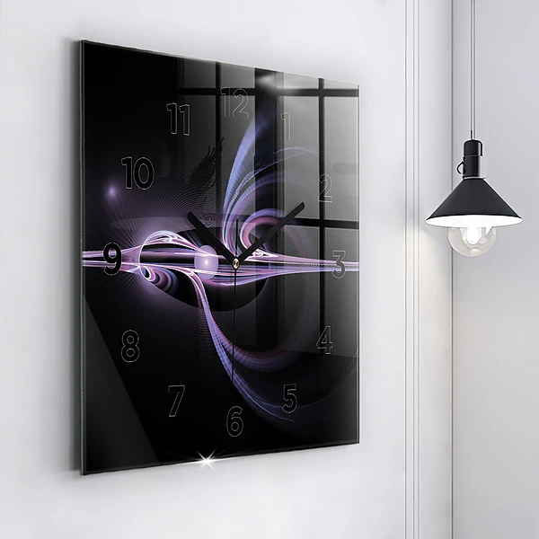 Wanduhr quadratisch Violette Abstraktion