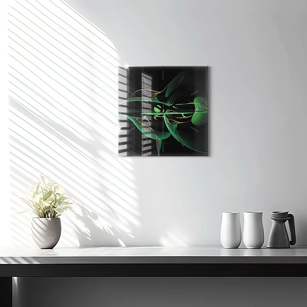 Wanduhr modern quadratisch Grüne Abstraktion