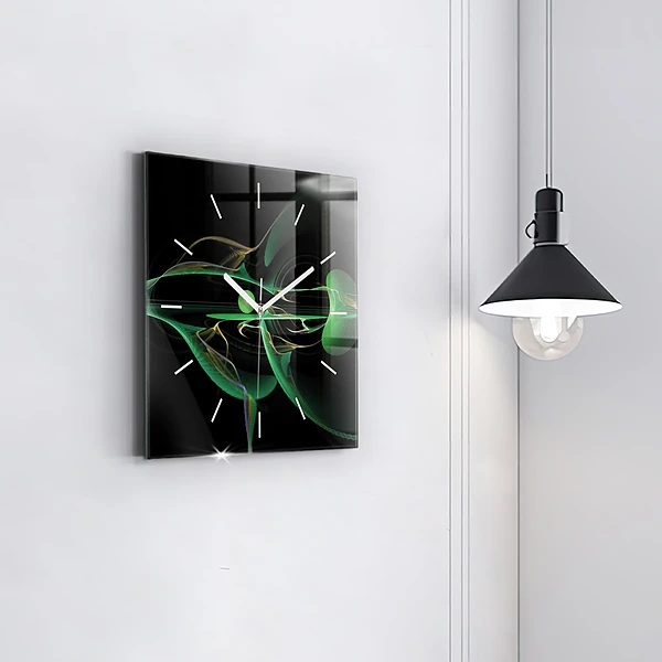 Wanduhr modern quadratisch Grüne Abstraktion