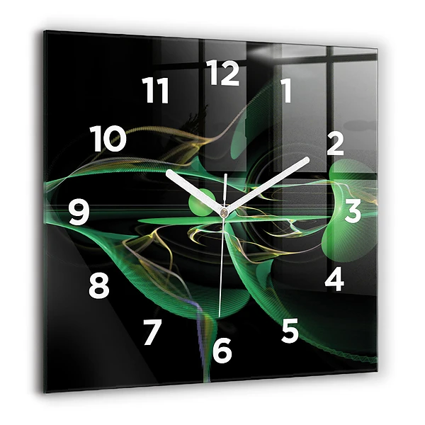 Wanduhr modern quadratisch Grüne Abstraktion