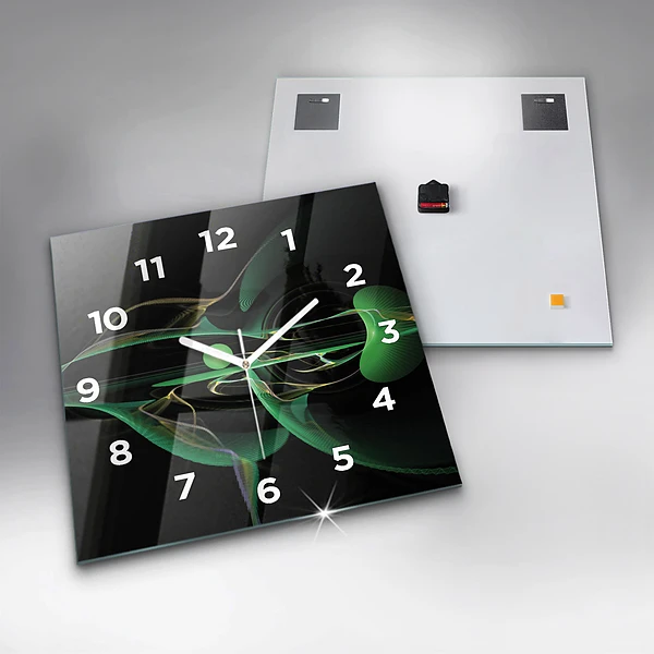 Wanduhr modern quadratisch Grüne Abstraktion
