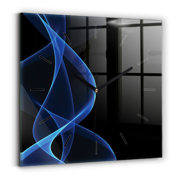 Wanduhr quadratisch mit motiv Blaue Linien