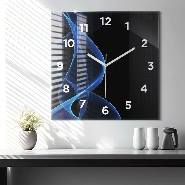 Wanduhr quadratisch mit motiv Blaue Linien