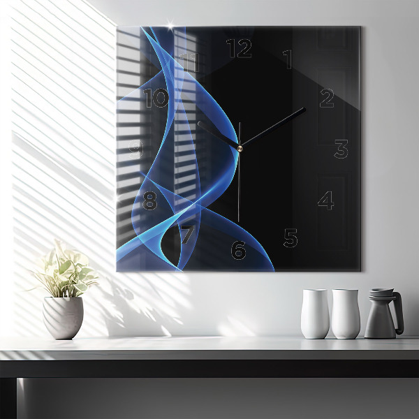 Wanduhr quadratisch mit motiv Blaue Linien