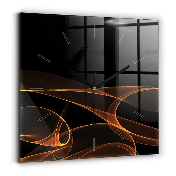 Wanduhr quadratisch Orangefarbene Linien