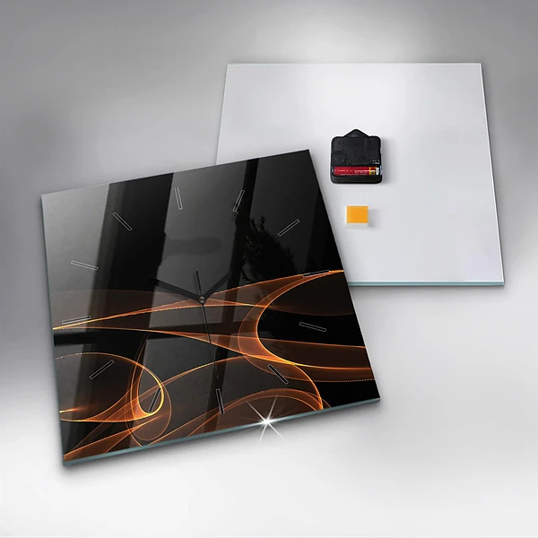 Wanduhr quadratisch Orangefarbene Linien