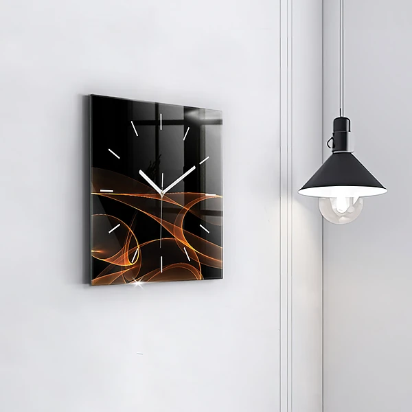 Wanduhr quadratisch Orangefarbene Linien