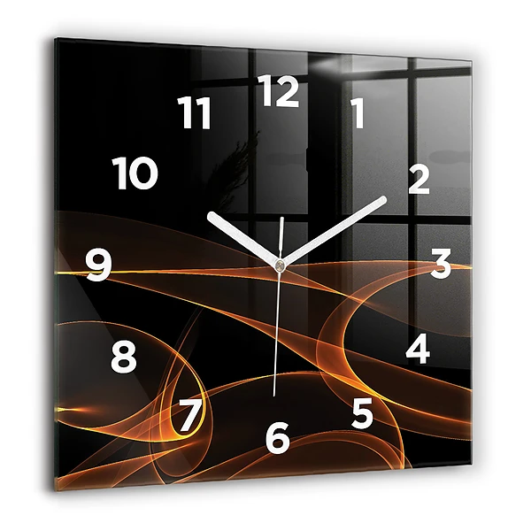 Wanduhr quadratisch Orangefarbene Linien
