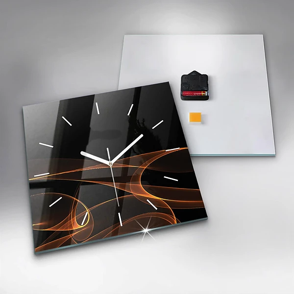 Wanduhr quadratisch Orangefarbene Linien