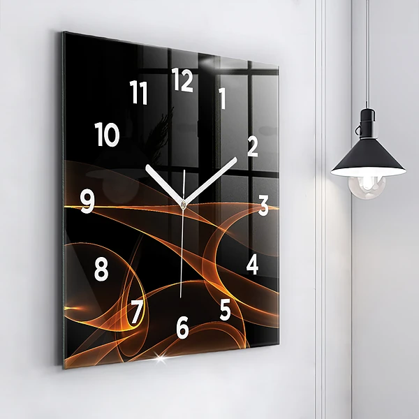 Wanduhr quadratisch Orangefarbene Linien