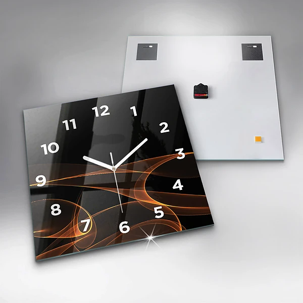 Wanduhr quadratisch Orangefarbene Linien