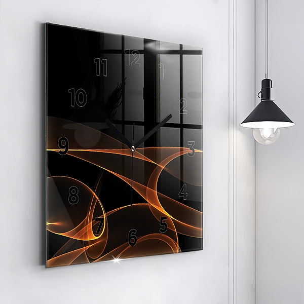 Wanduhr quadratisch Orangefarbene Linien