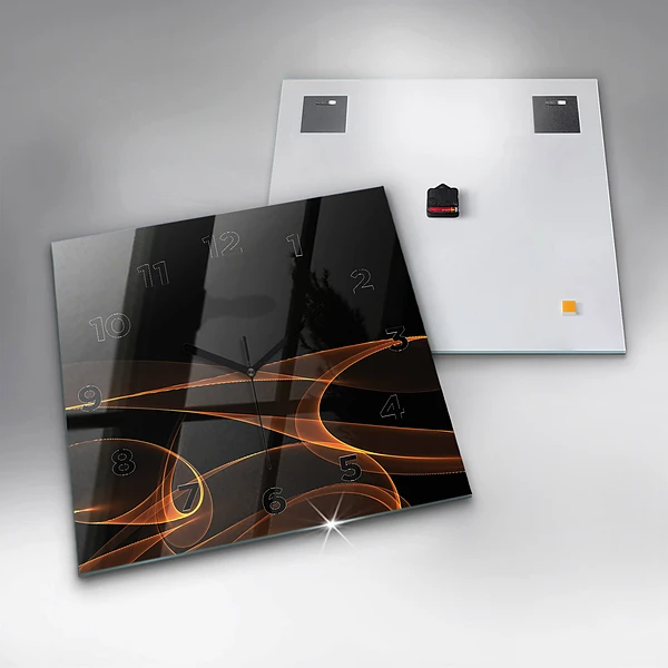 Wanduhr quadratisch Orangefarbene Linien