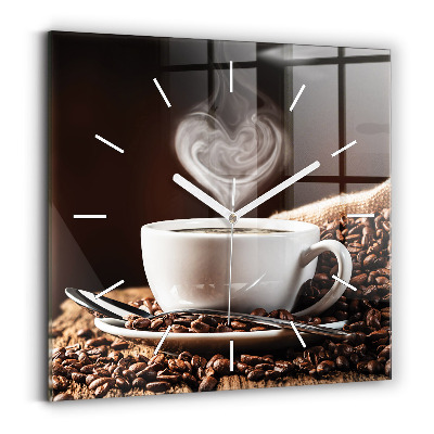 Wanduhr modern quadratisch Kaffeetasse