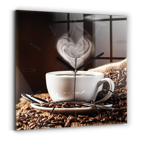 Wanduhr modern quadratisch Kaffeetasse