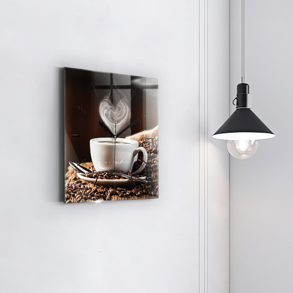 Wanduhr modern quadratisch Kaffeetasse