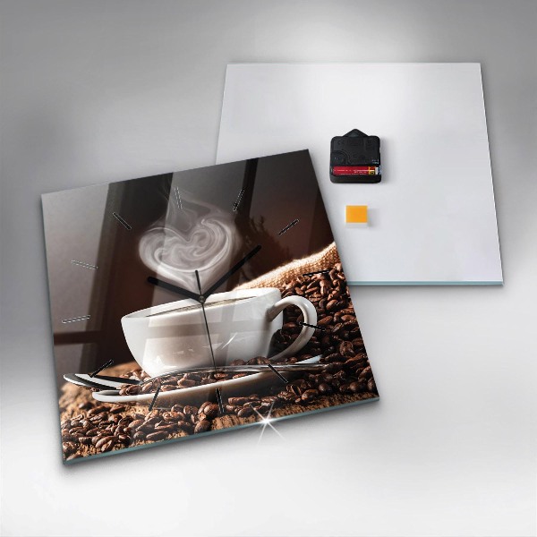 Wanduhr modern quadratisch Kaffeetasse