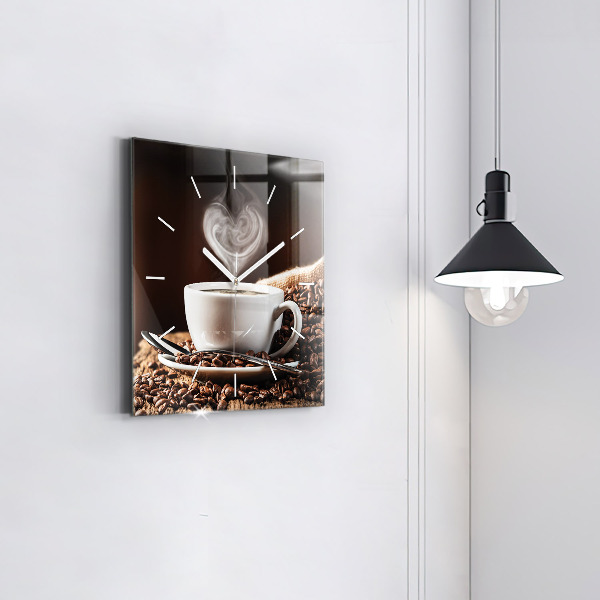 Wanduhr modern quadratisch Kaffeetasse