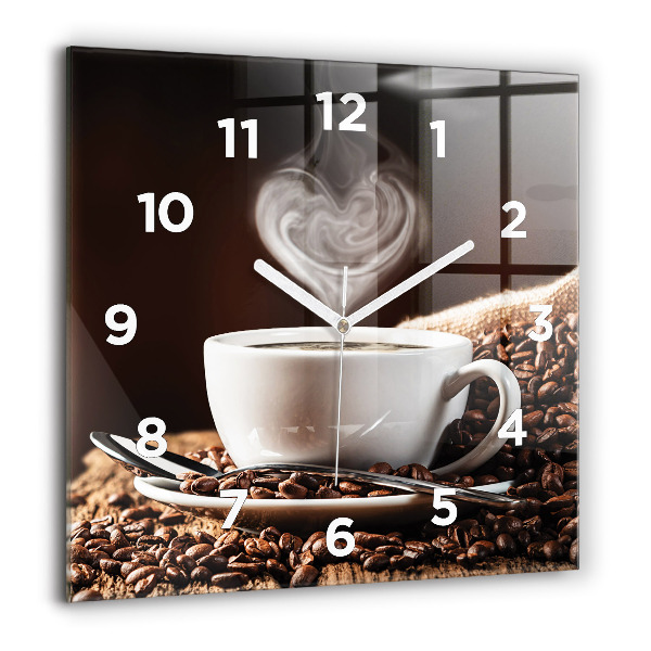 Wanduhr modern quadratisch Kaffeetasse