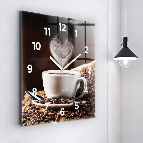 Wanduhr modern quadratisch Kaffeetasse