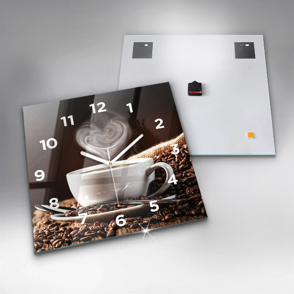 Wanduhr modern quadratisch Kaffeetasse