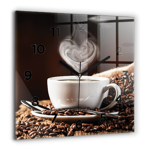 Wanduhr modern quadratisch Kaffeetasse